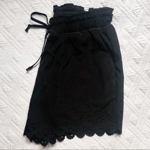 Paper bag drawstring black shorts